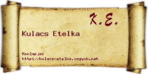 Kulacs Etelka névjegykártya
